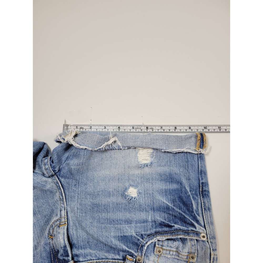 Y2K American Eagle Denim Short Women 4 Blue Excellent Distressed Low Rise Cuffed - Picture 5 of 9